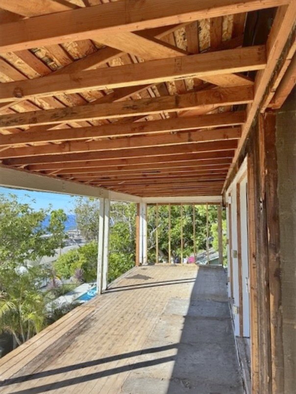 The deck, framed