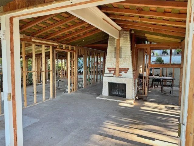 The fireplace, opened up