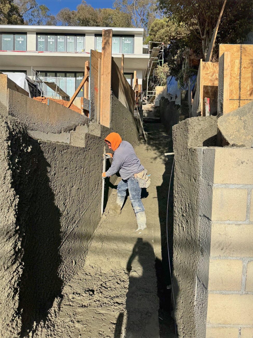 The wall going up