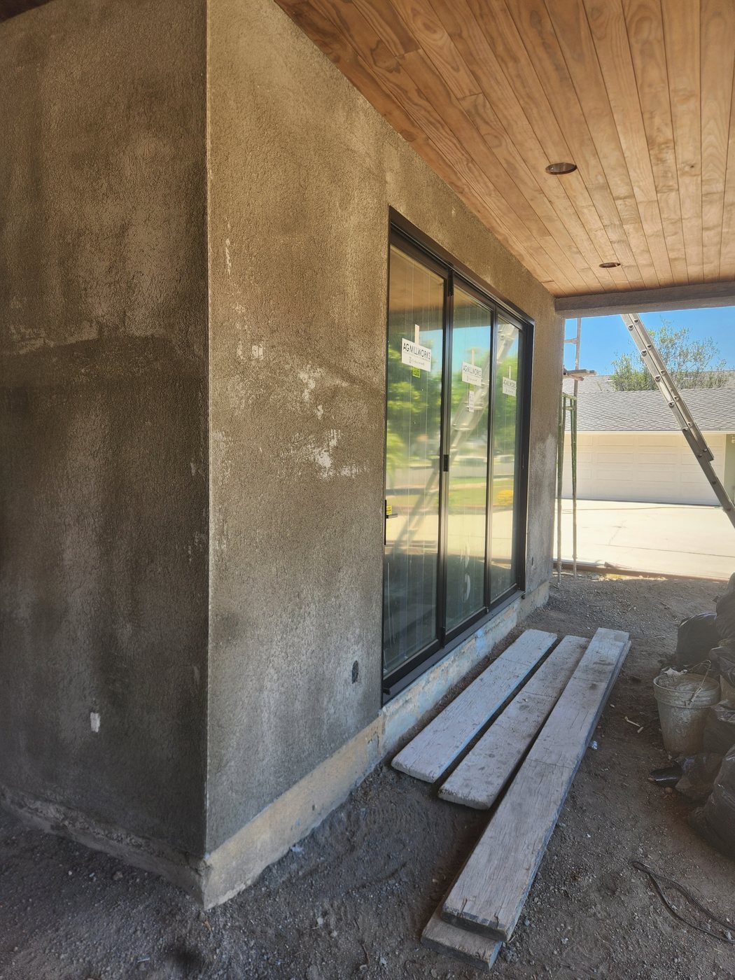Stucco, before the finish coat